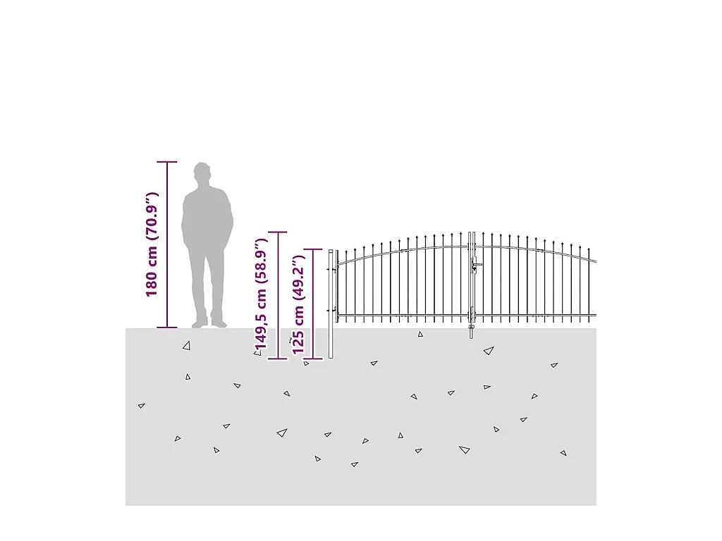 Zwarte tuinpoort 100 x 500 cm
