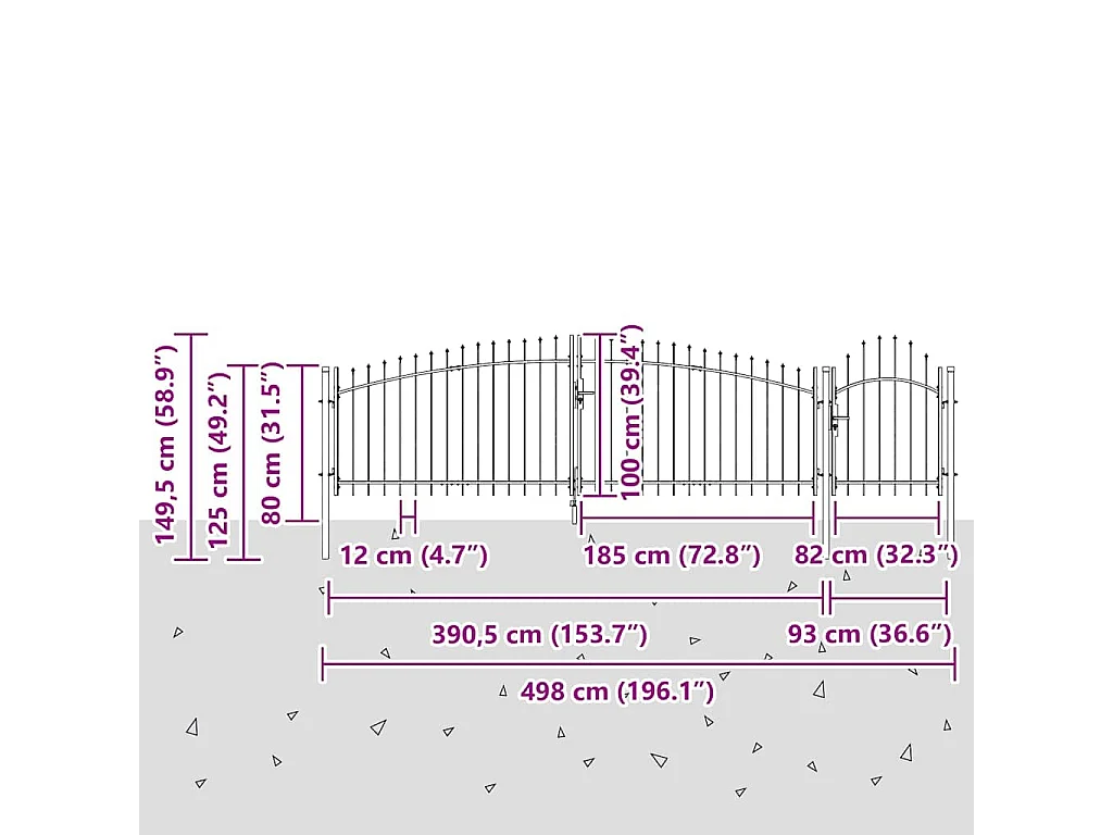 Porte de Jardin Noir 100 x 500 cm