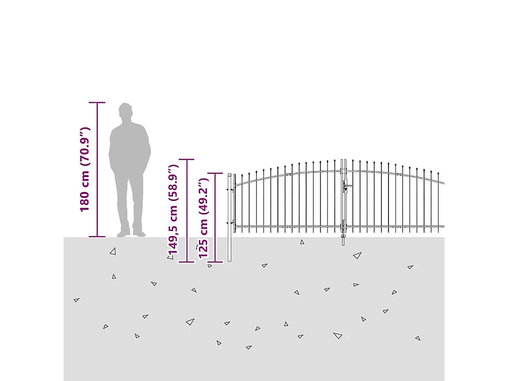 Porte de Jardin Noir 100 x 500 cm