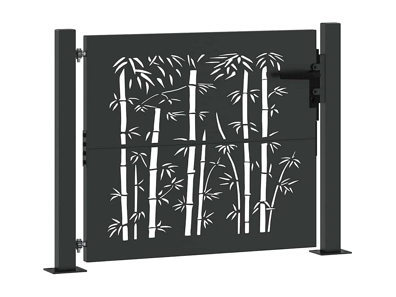 Puerta de Jardín, Puerta de Jardín 105x75 cm Diseño en Acero Corten y Bambú