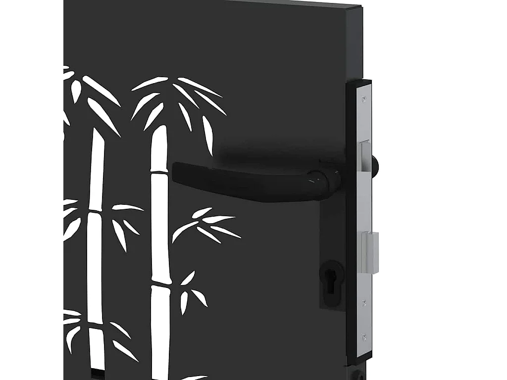 Puerta de Jardín, Puerta de Jardín 105x75 cm Diseño en Acero Corten y Bambú