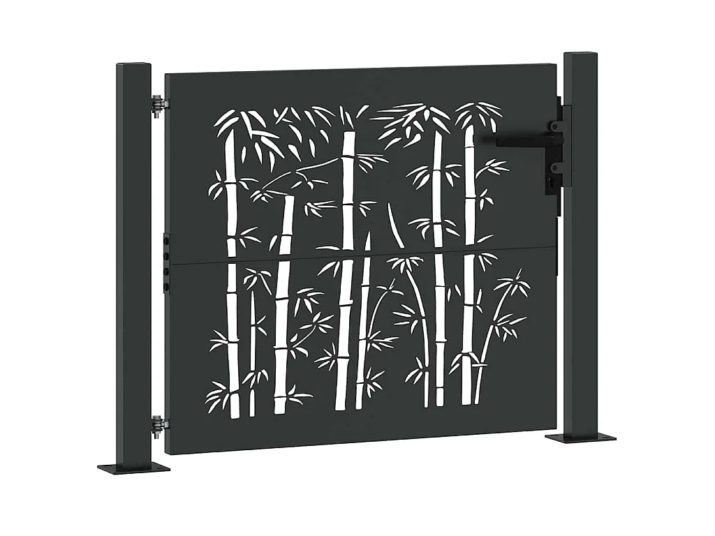 Tuinpoort, Tuinpoort 105x75 cm Design in Cortenstaal en Bamboe