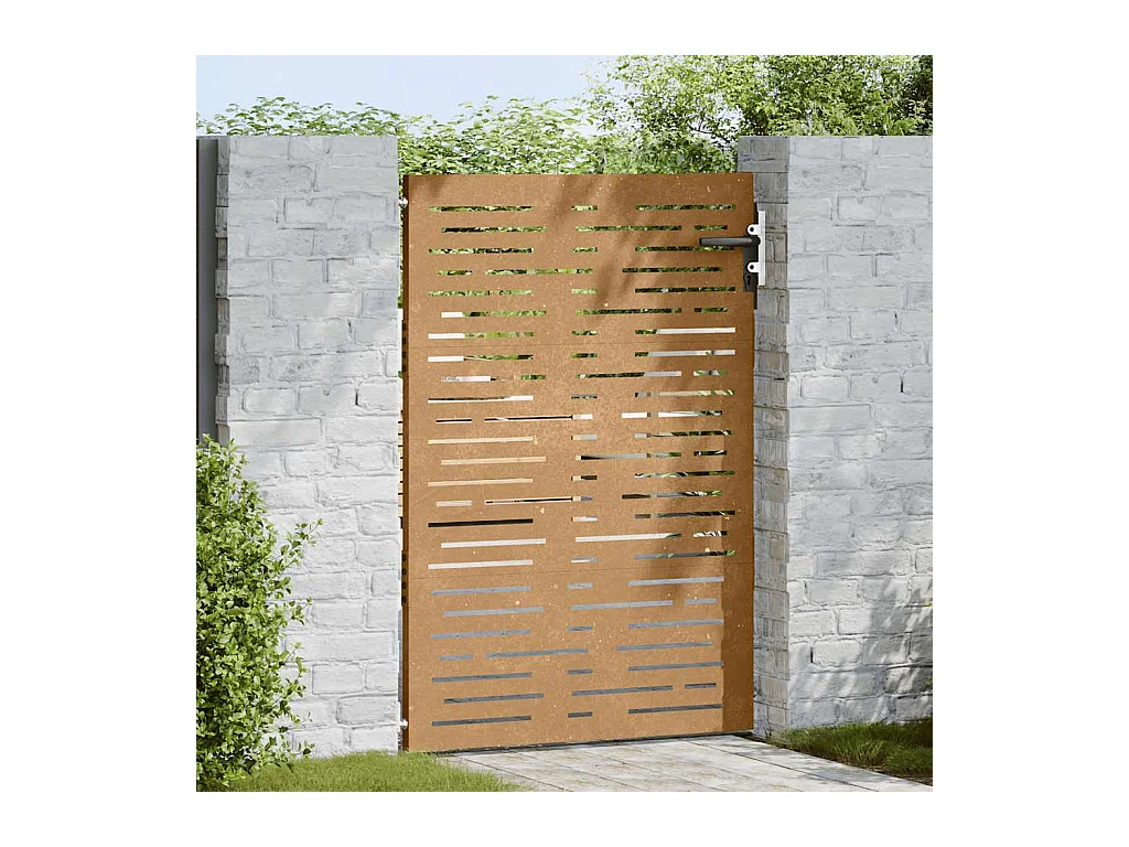 Portail de jardin 85x150 cm acier corten conception de carré