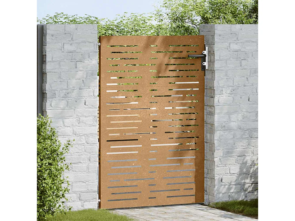 Cancello da giardino 85x150 cm in acciaio corten design quadrato