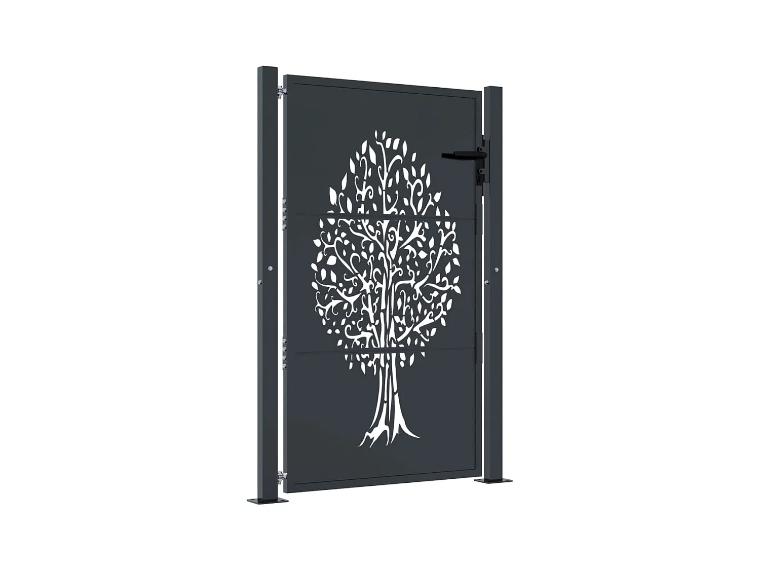 Portail de jardin anthracite 105x130cm acier conception d'arbre