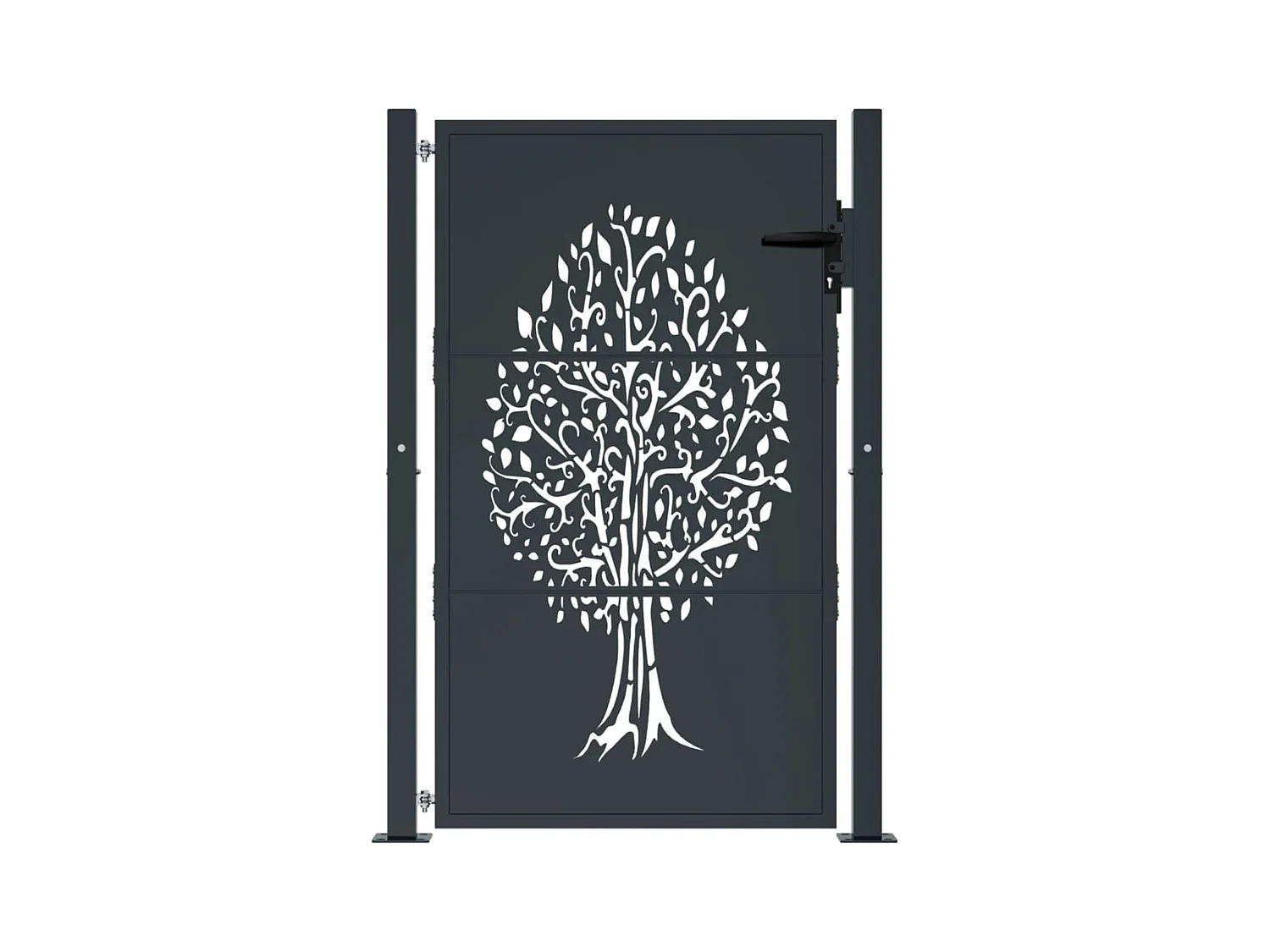 Portail de jardin anthracite 105x130cm acier conception d'arbre