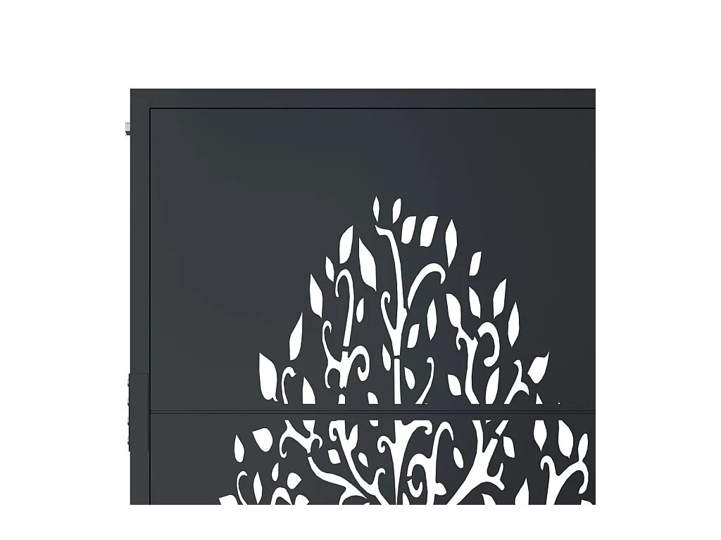 Portail de jardin anthracite 105x130cm acier conception d'arbre