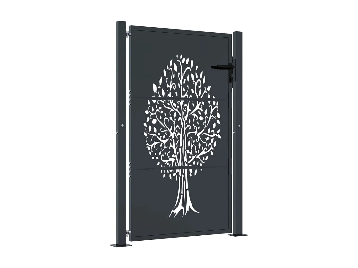 Antraciet tuinpoort 105x130cm stalen boomdesign