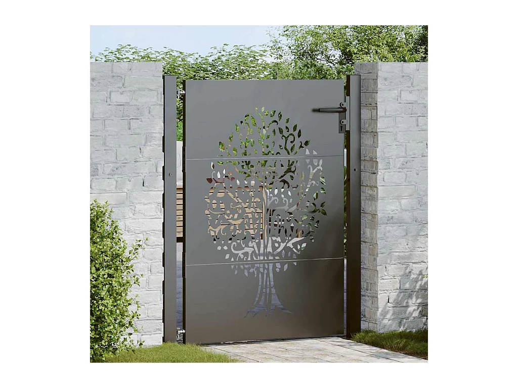 Porte de Jardin Noir 105 x 150 cm Acier peint par poudre