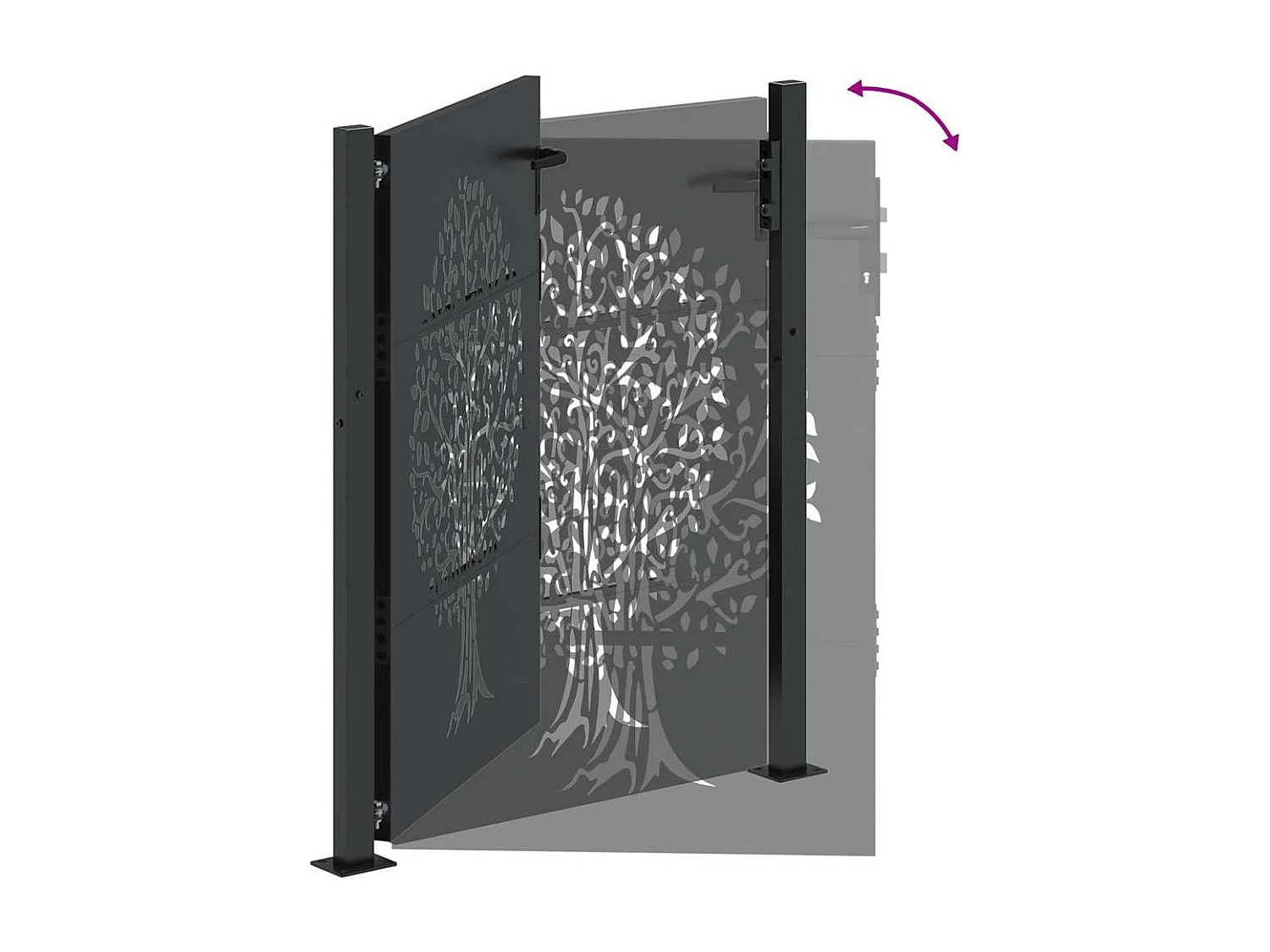 Porte de Jardin Noir 105 x 150 cm Acier peint par poudre