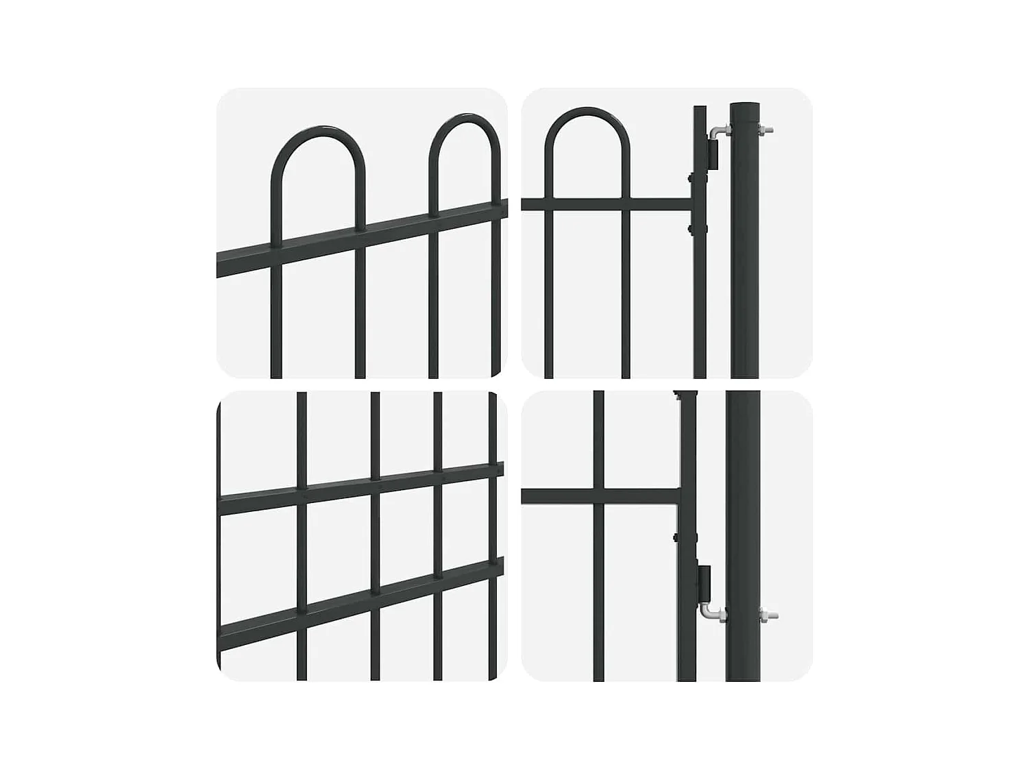 Cancello per recinzione grigio 100 x 175 cm in acciaio verniciato a polvere