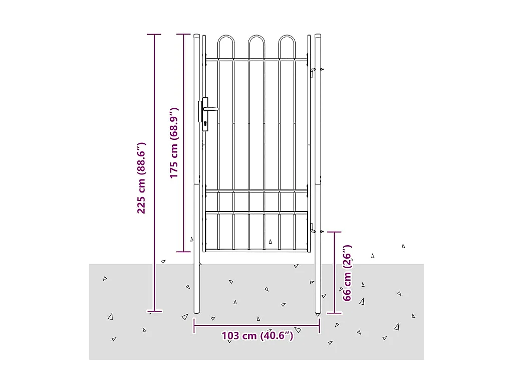 Cancello per recinzione grigio 100 x 175 cm in acciaio verniciato a polvere