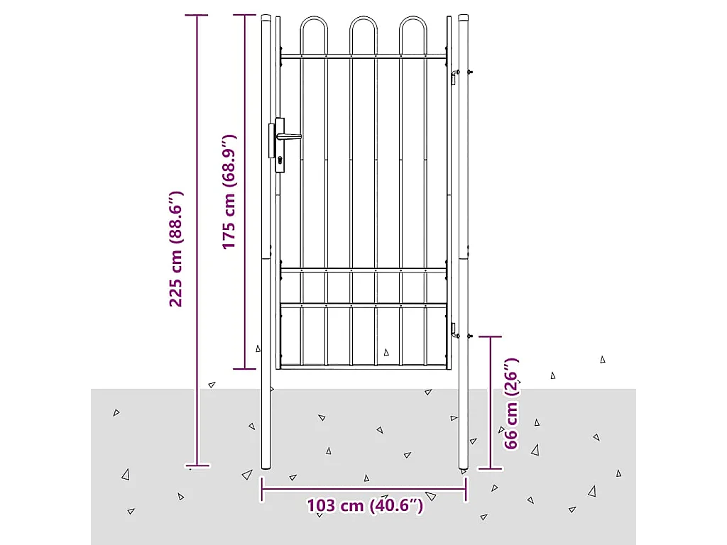 Porte de Clôture Gris 100 x 175 cm Acier revêtu de poudre