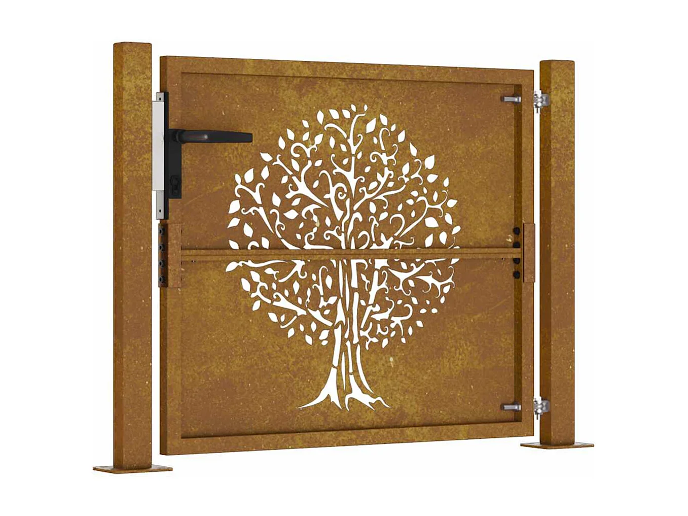 Cancello da giardino 105x80 cm in acciaio corten design albero