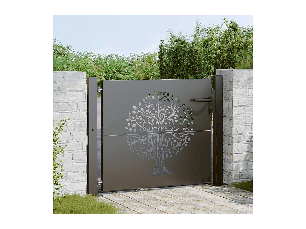 Porte de Jardin Noir 105 x 100 cm Acier peint par poudre