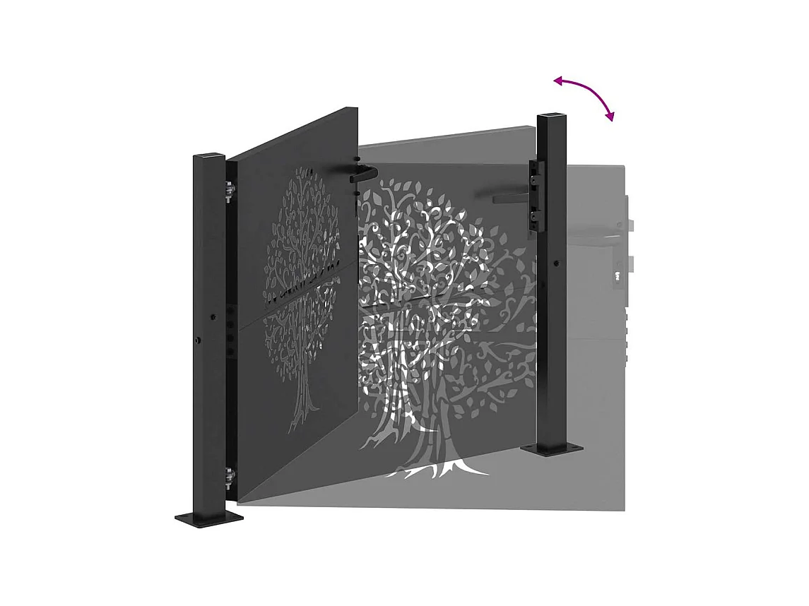 Porte de Jardin Noir 105 x 100 cm Acier peint par poudre