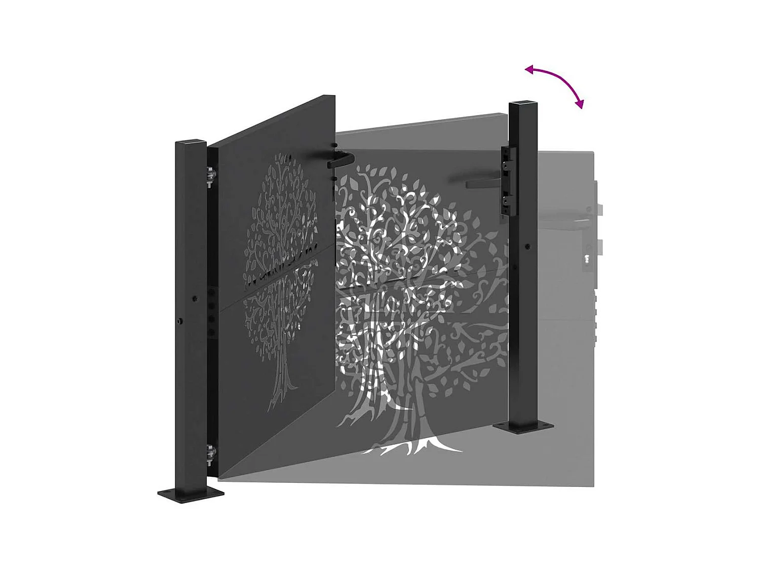 Porte de Jardin Noir 105 x 100 cm Acier peint par poudre