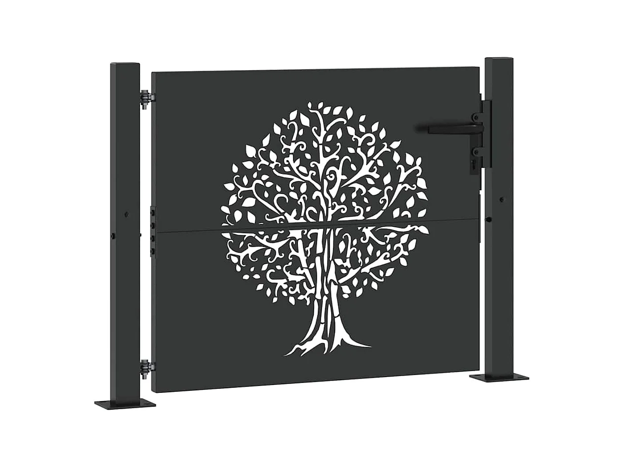 Zwarte tuinpoort 105 x 100 cm gepoedercoat staal