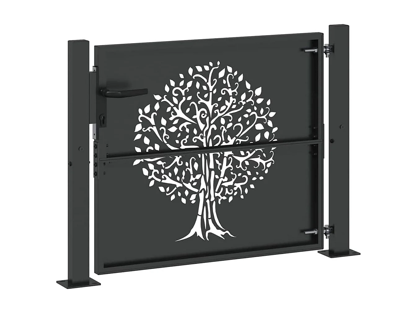 Puerta de jardín negra de 105 x 100 cm de acero con recubrimiento en polvo