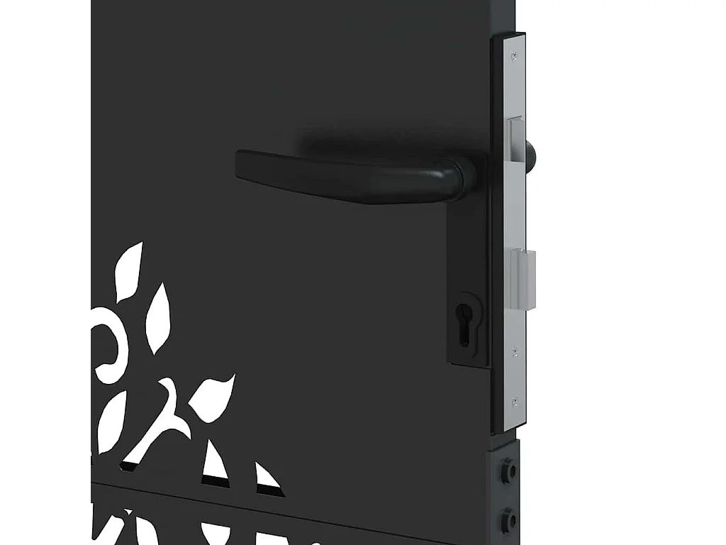 Puerta de jardín negra de 105 x 100 cm de acero con recubrimiento en polvo