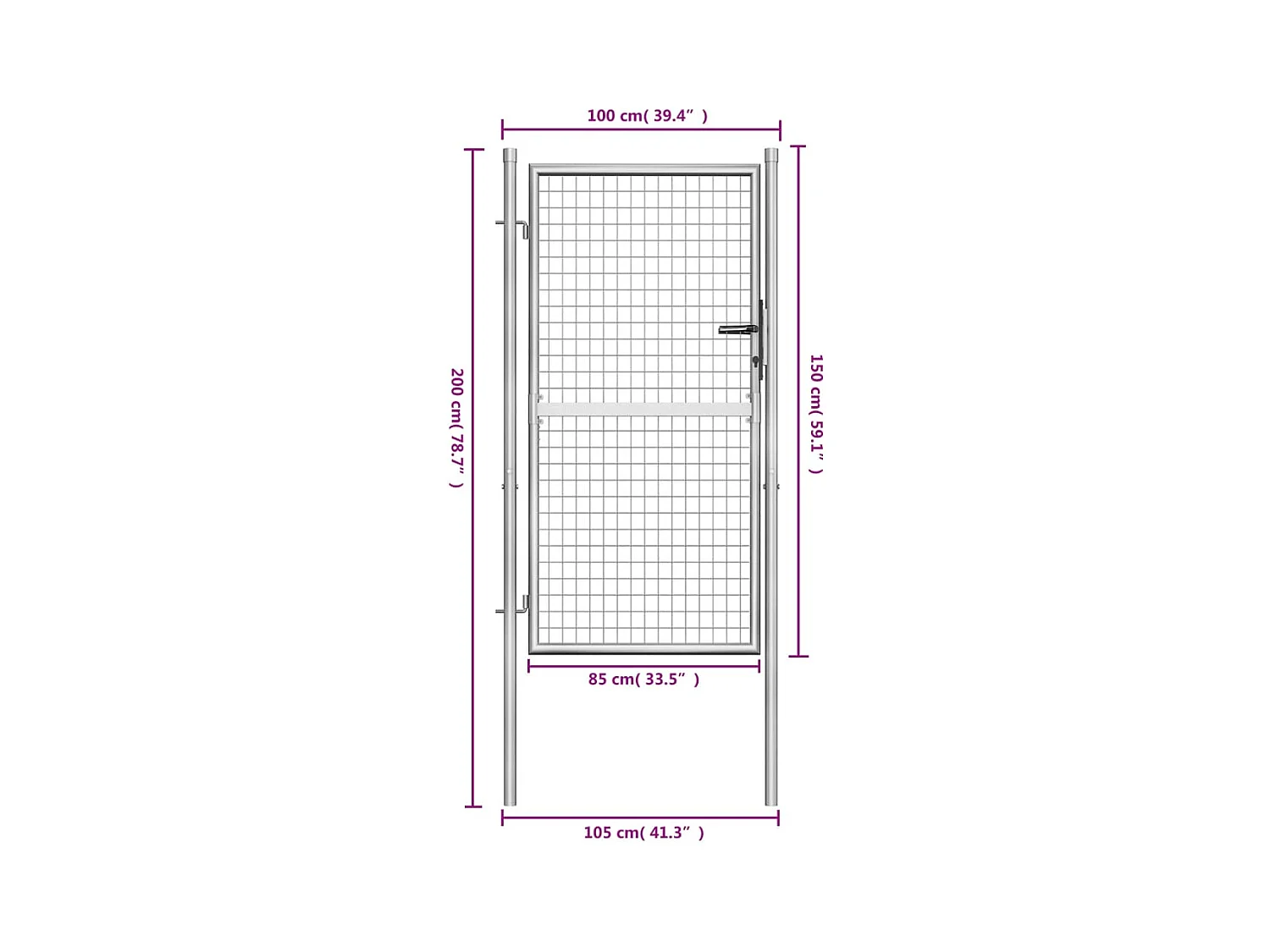 Portail de jardin en acier galvanisé 105 x 150 cm Argent