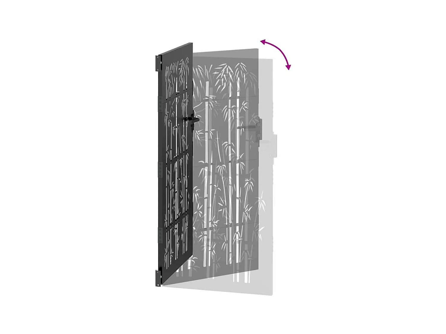 Porte de Jardin Noir 105 x 200 cm Acier peint par poudre