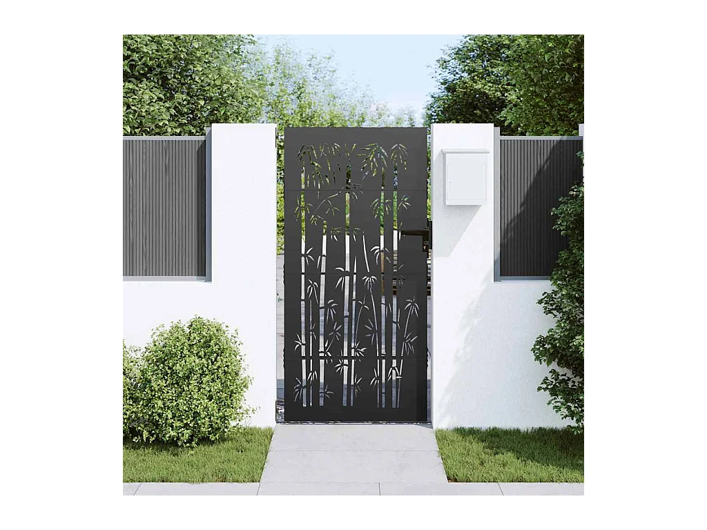 Porte de Jardin Noir 105 x 200 cm Acier peint par poudre