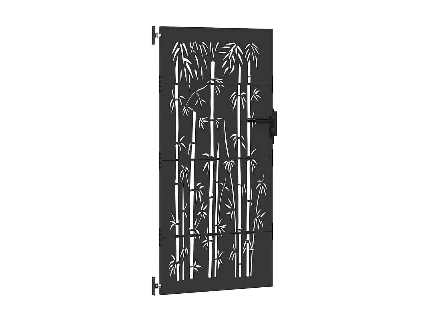 Puerta de jardín negra de 105 x 200 cm de acero con recubrimiento en polvo