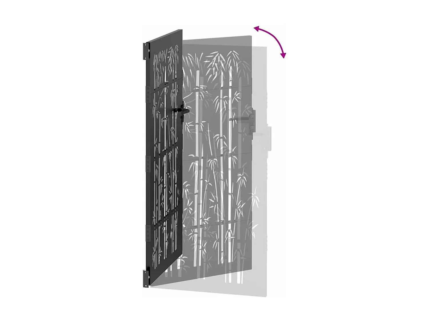 Puerta de jardín negra de 105 x 200 cm de acero con recubrimiento en polvo
