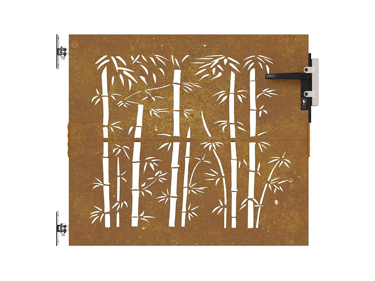 Puerta de jardín 85x100 cm acero corten diseño bambú