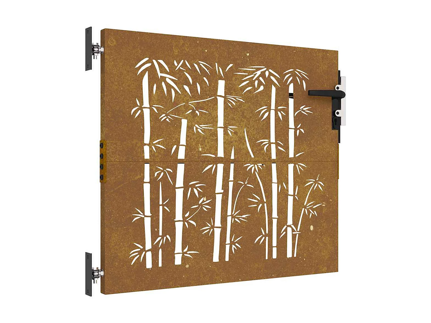 Cancello da giardino 85x100 cm acciaio corten design bambù