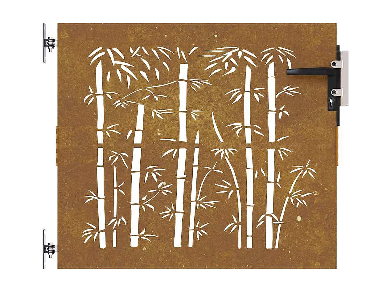 Cancello da giardino 85x100 cm acciaio corten design bambù