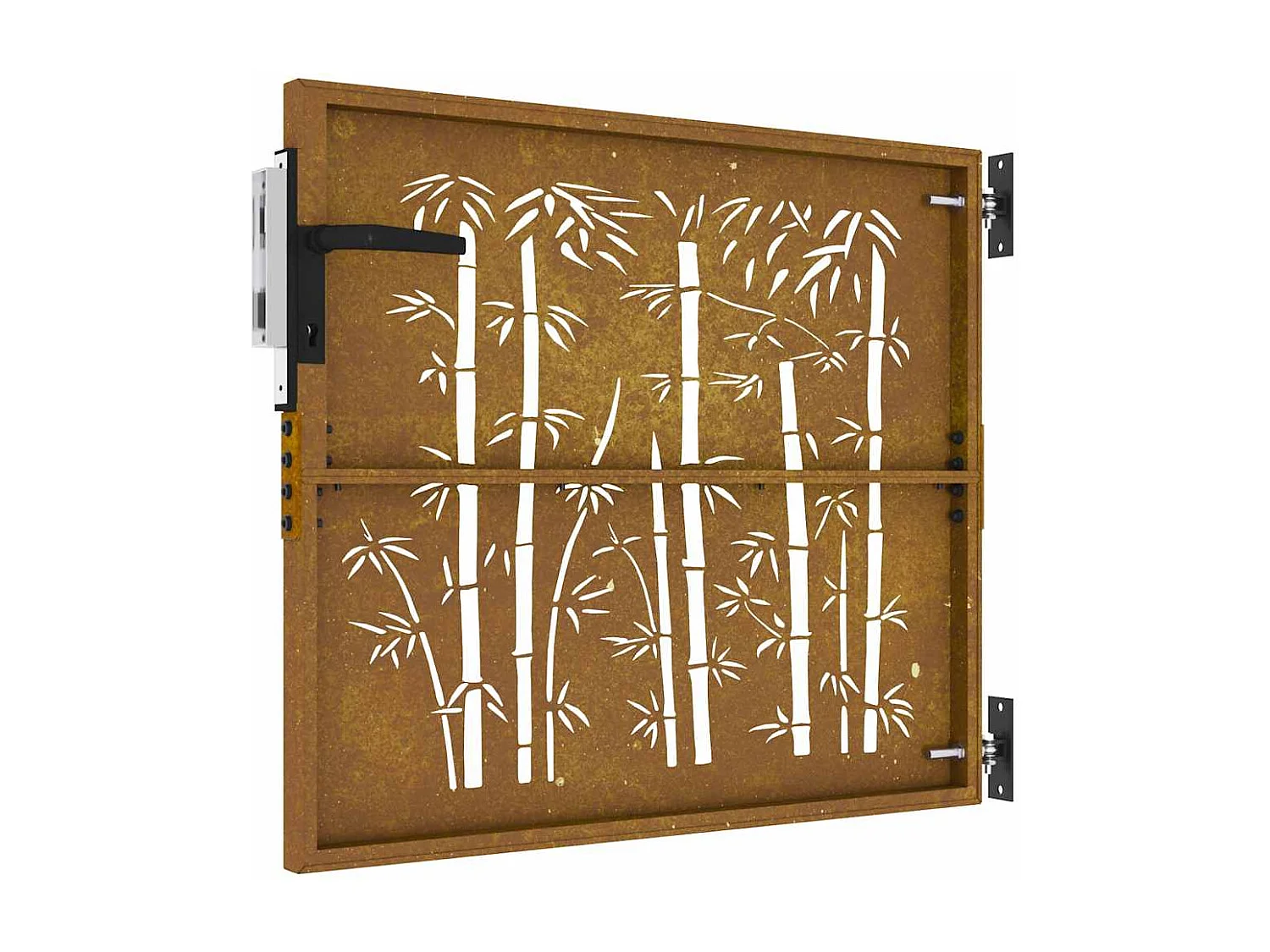 Cancello da giardino 85x100 cm acciaio corten design bambù