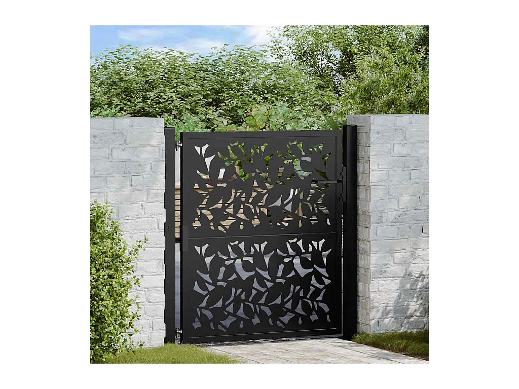 Zwarte tuinpoort 105x106 cm stalen vleugeldesign