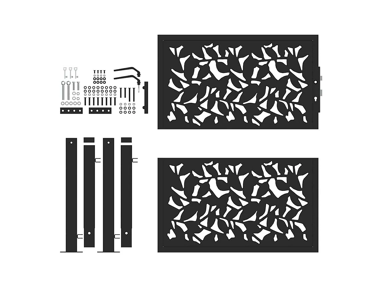 Zwarte tuinpoort 105x106 cm stalen vleugeldesign