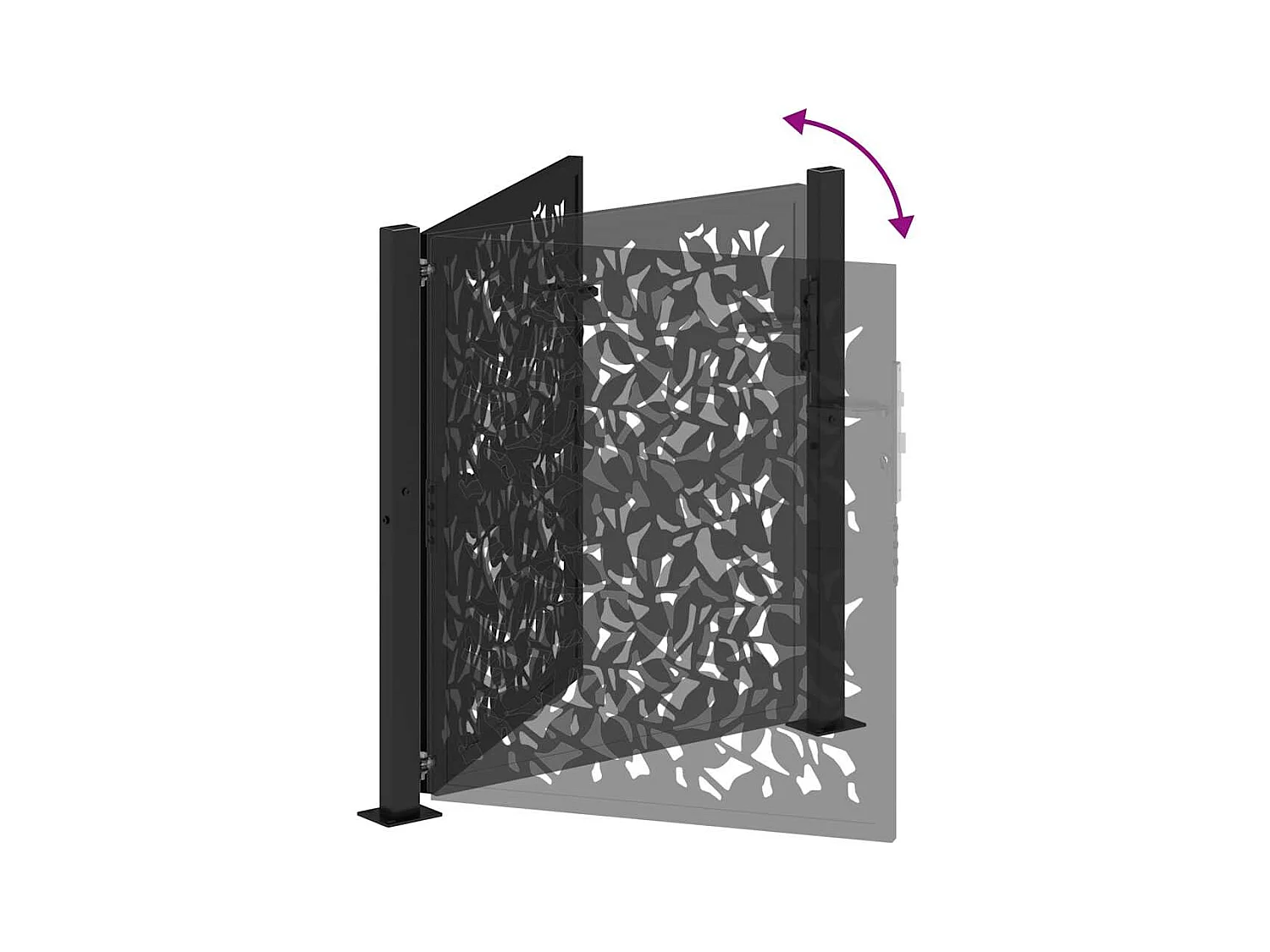 Zwarte tuinpoort 105x106 cm stalen vleugeldesign