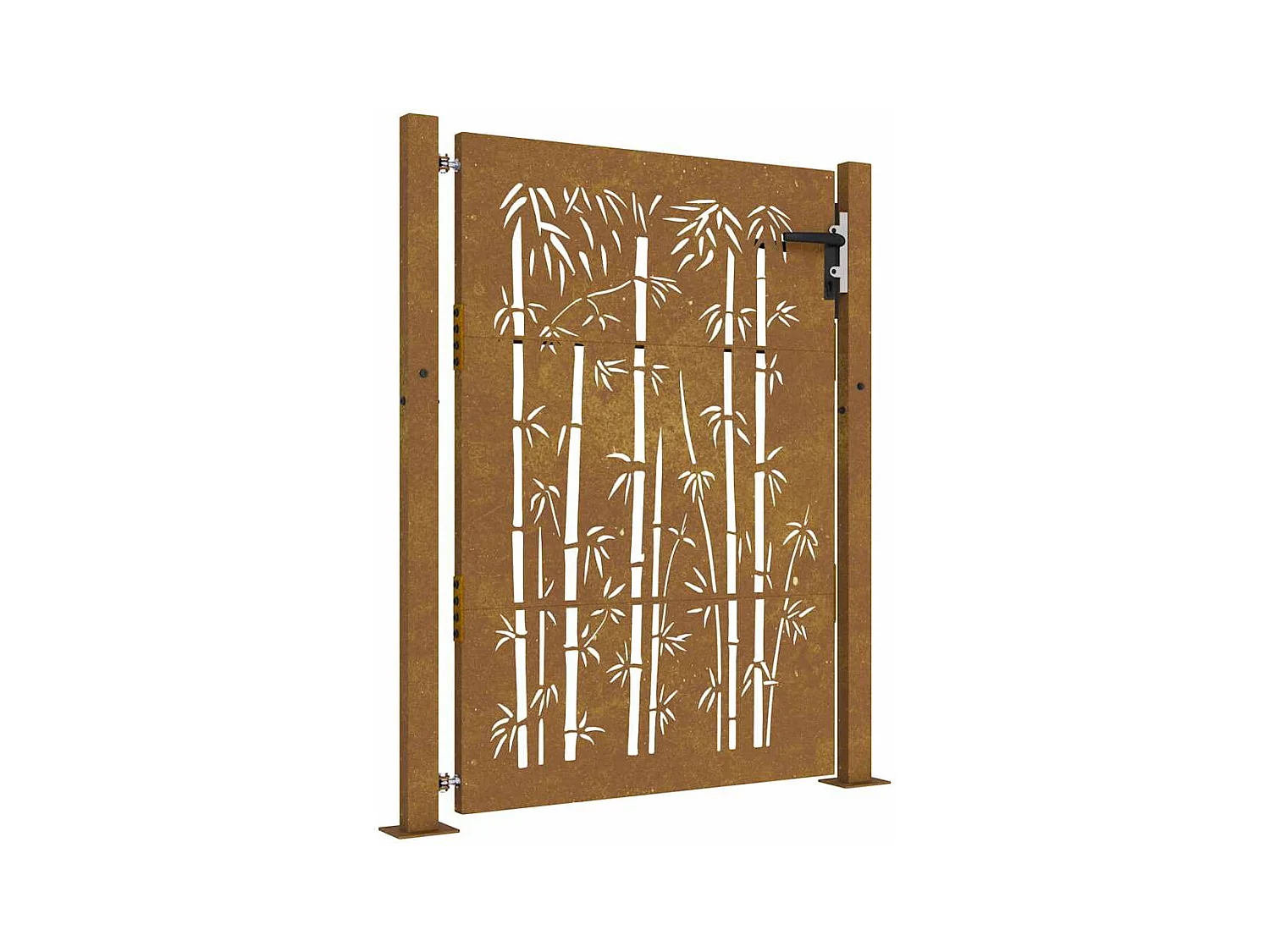 Puerta de jardín 105x155 cm acero corten diseño bambú
