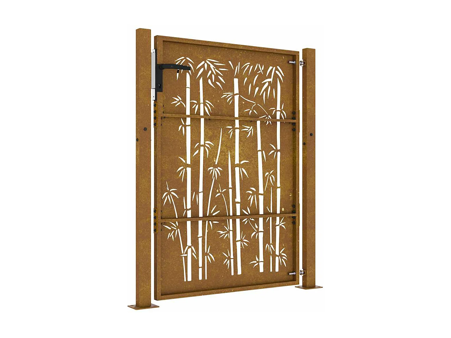 Puerta de jardín 105x155 cm acero corten diseño bambú