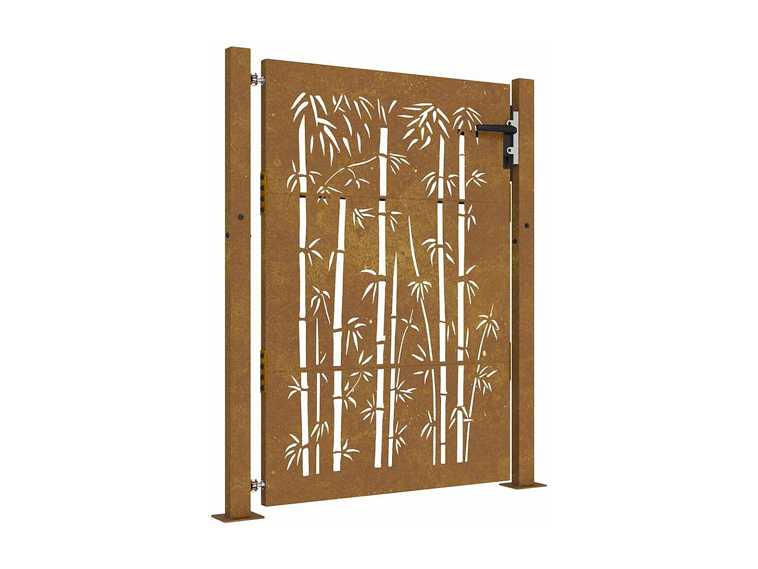 Cancello da giardino 105x155 cm acciaio corten design bambù