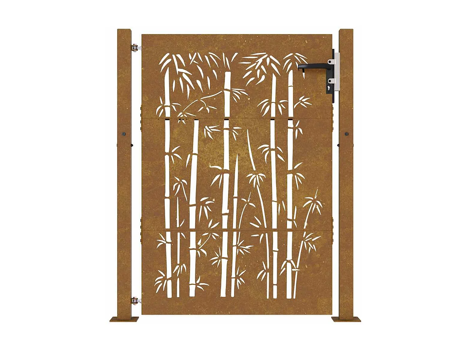 Cancello da giardino 105x155 cm acciaio corten design bambù