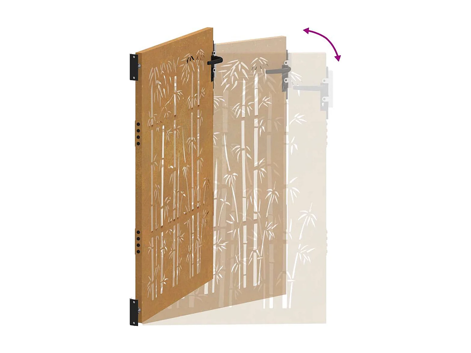 Cancello da giardino 105x155 cm acciaio corten design bambù