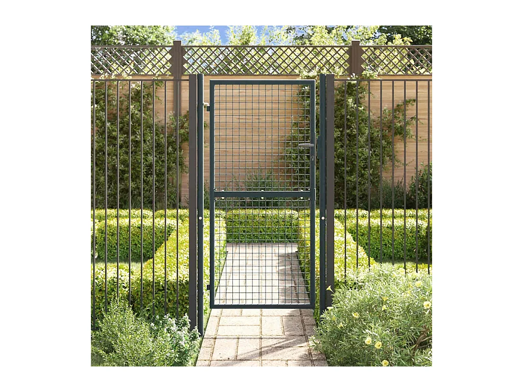 Puerta de jardín de malla de acero galvanizado 100 x 175 cm Gris