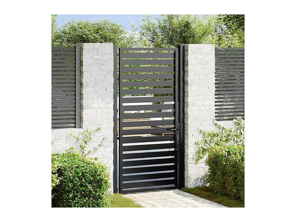 Portail de jardin verrouillable noir 100x180 cm aluminium