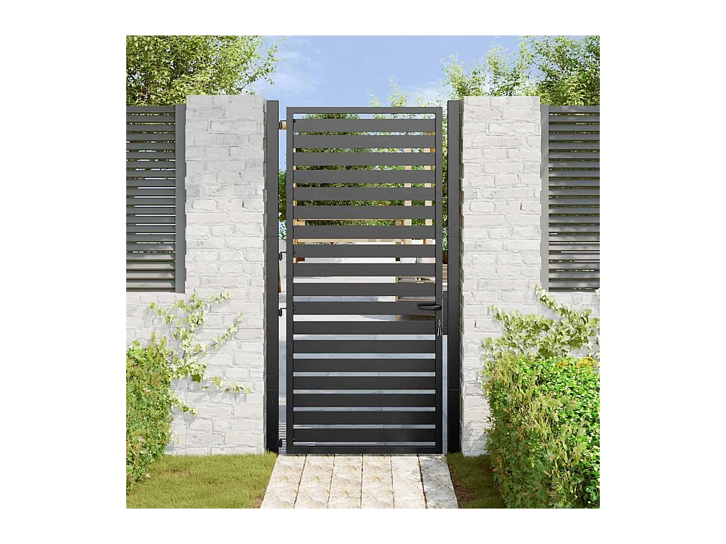 Portail de jardin verrouillable noir 100x180 cm aluminium