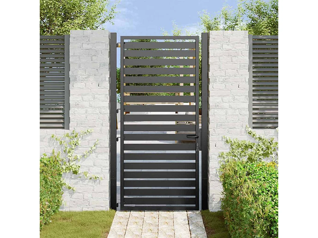 Portail de jardin verrouillable noir 100x180 cm aluminium