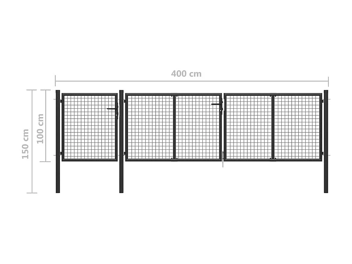 Portail de jardin Acier 400 x 100 cm Anthracite