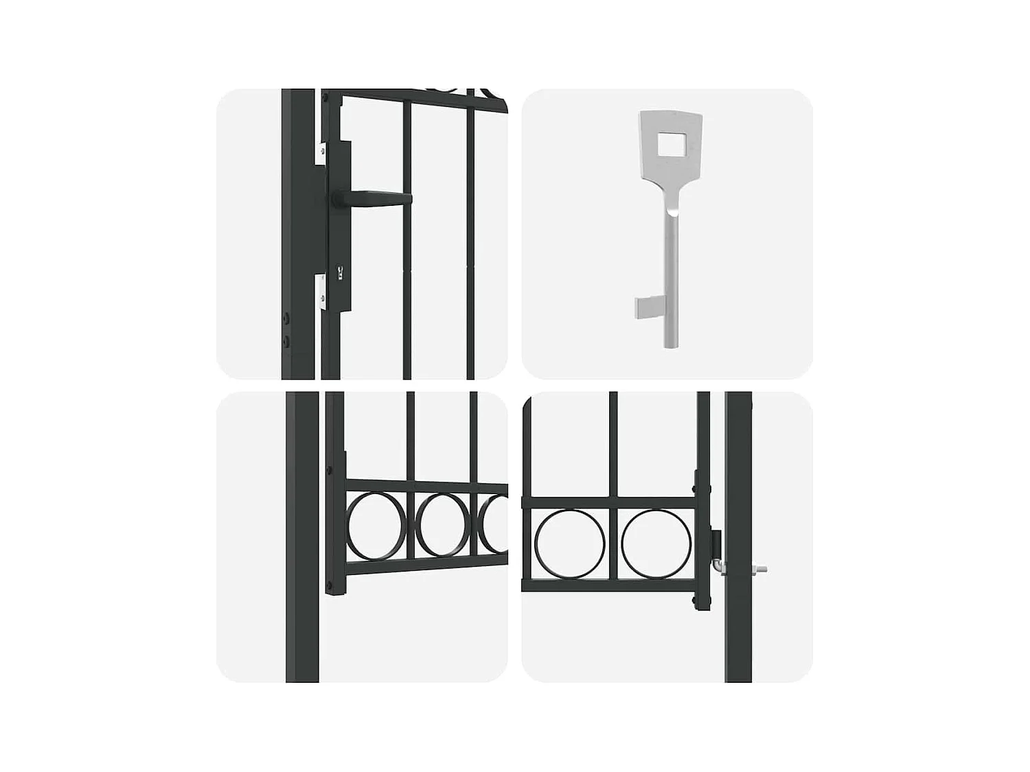 Cancello per recinzione grigio 100 x 125 cm in acciaio verniciato a polvere