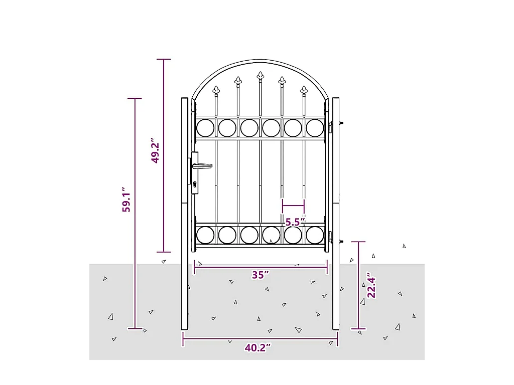 Cancello per recinzione grigio 100 x 125 cm in acciaio verniciato a polvere