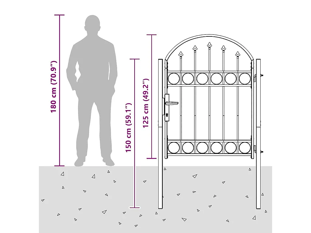 Cancello per recinzione grigio 100 x 125 cm in acciaio verniciato a polvere