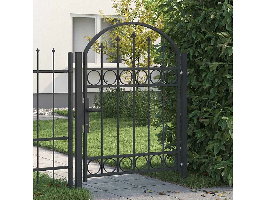 Puerta de valla gris de 100 x 125 cm de acero con recubrimiento en polvo